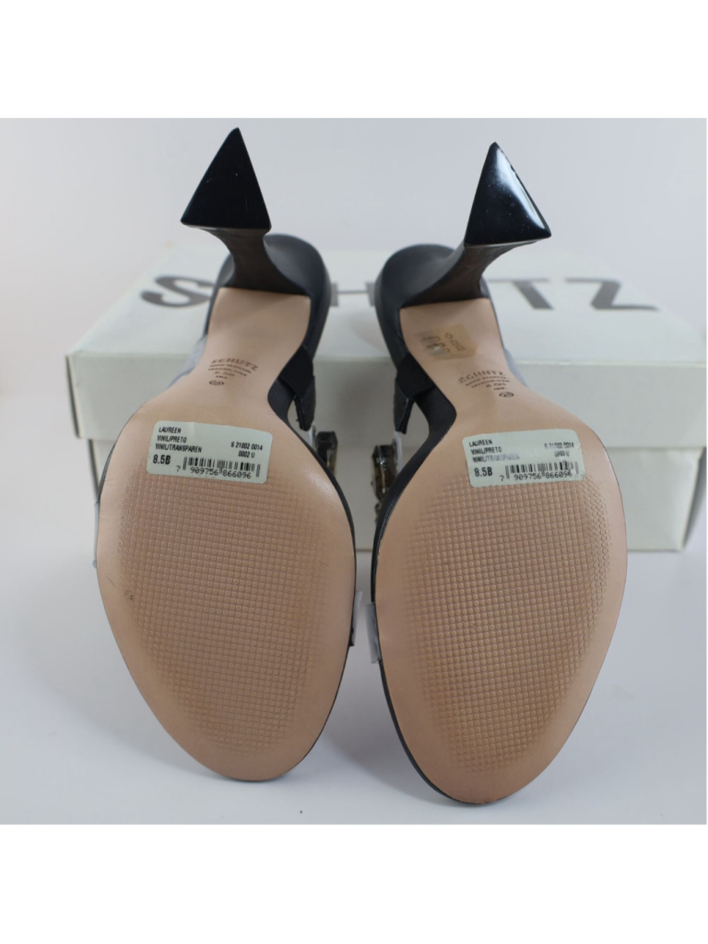 Laureen Vinyl & Crystal Heel Sandal by Schutz- 8.5 Black Vinyl & Crystal- 0341 - Picture 10 of 13